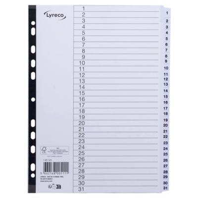 WHITE TABS 1-31 NUMBERED DIVIDERS A4 FILE FILLING DIVIDER WHITE INDEX TABS